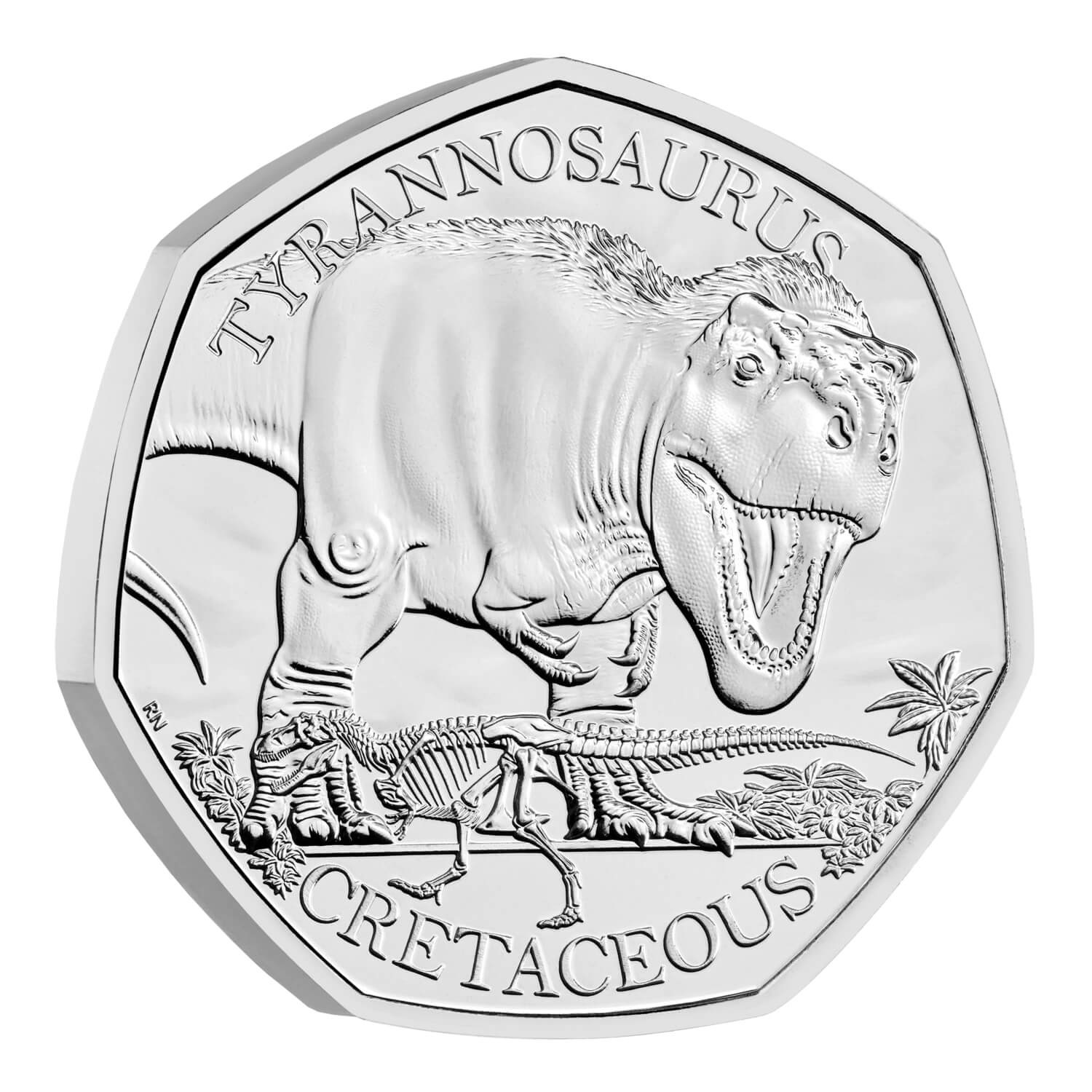 (W185.50.P.2024.UK24TRBU) United Kingdom 50 Pence Tyrannosaurus 2024 BU Reverse (zoom)