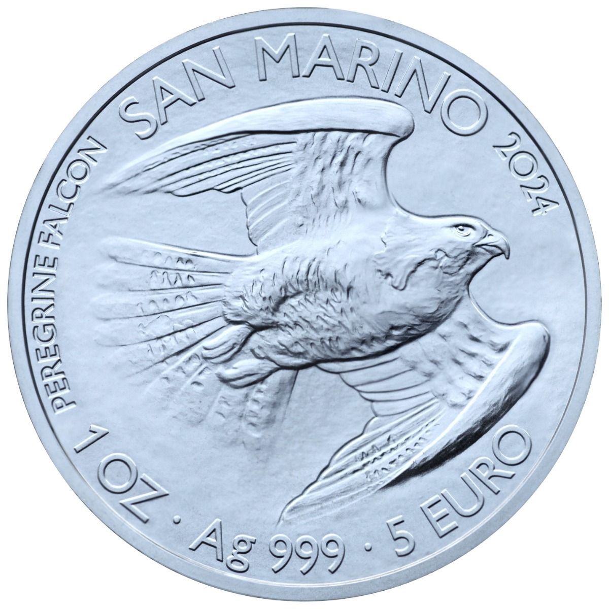 5 euro San Marino 2024 1 oz BU silver - Peregrine falcon Reverse (zoom)