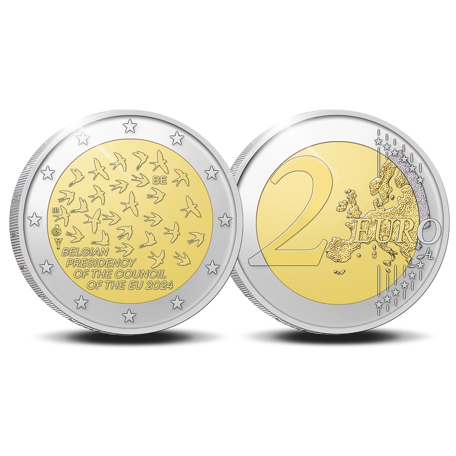 (EUR02.Proof.2024.0117861) 2 € coin Belgium 2024 Proof - Presidency of the Council of the European Union (zoom)