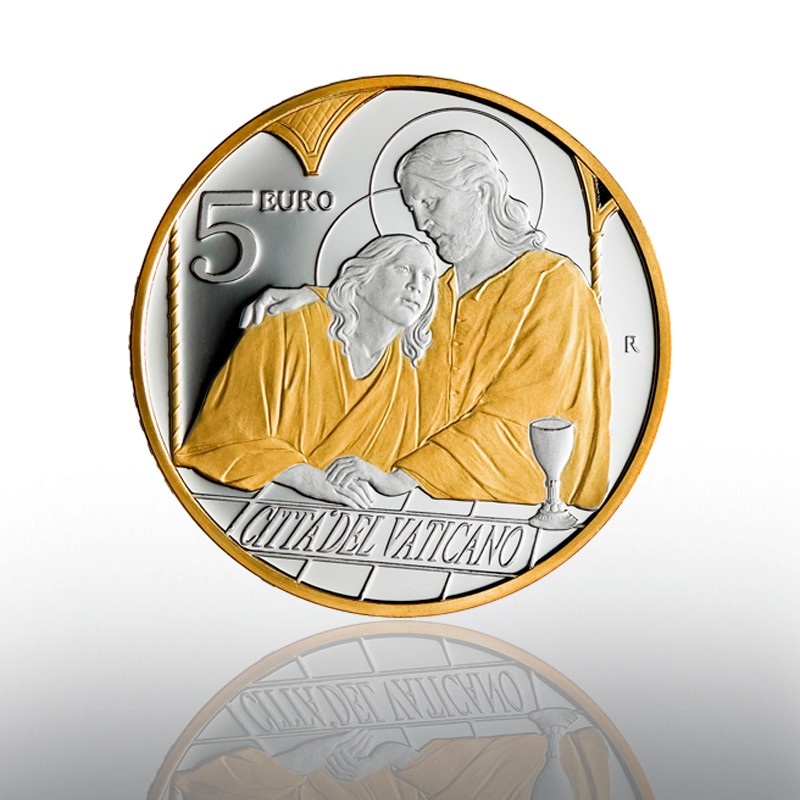 (EUR19.Proof.2023.CN1695) 5 euro Vatican 2023 Proof silver - St John (gilded) Reverse (zoom)