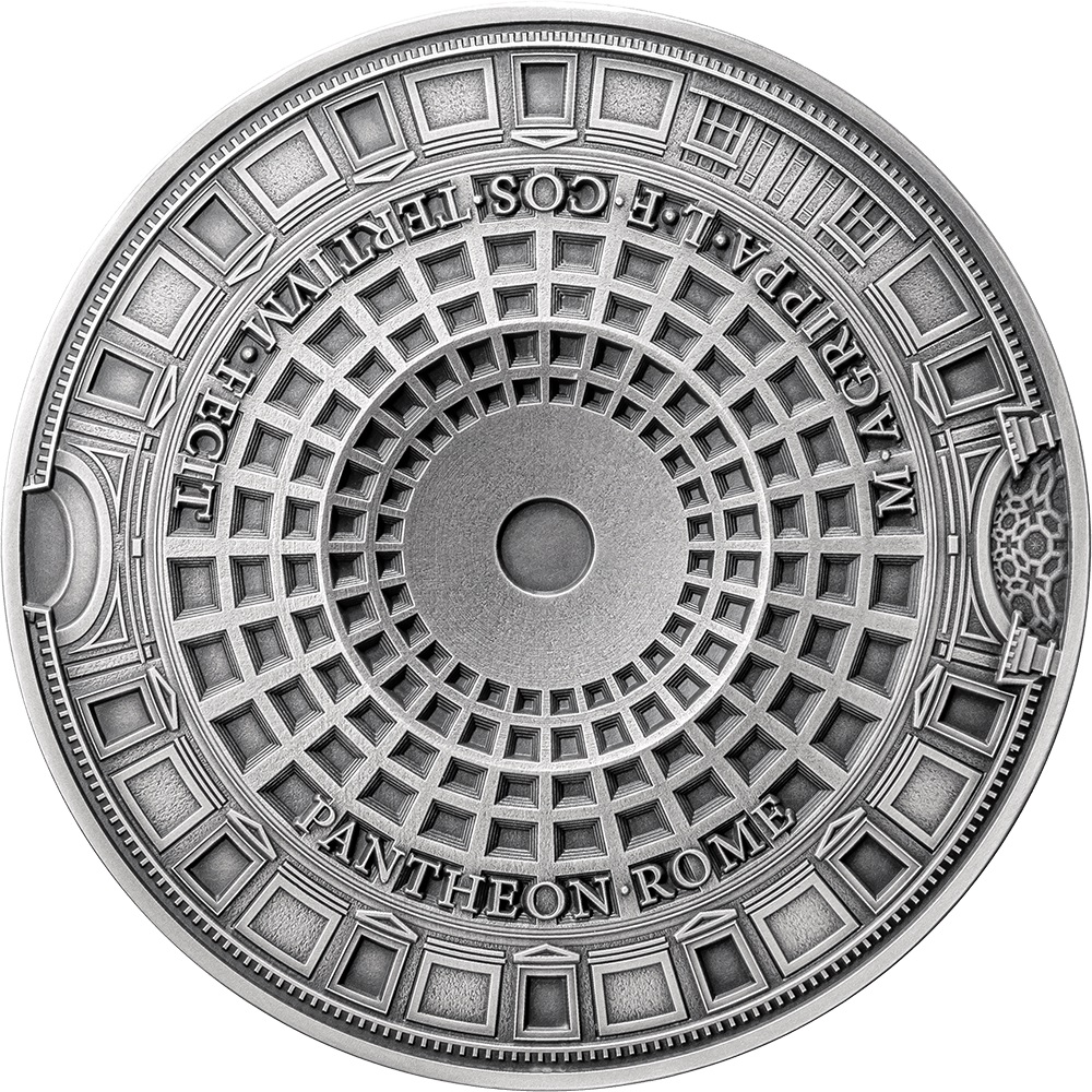(W036.5000.CFA.2024.5.oz.Ag.1) 5000 Francs CFA Cameroon 2024 5 oz Antique silver - The Eye of Pantheon Reverse (zoom)