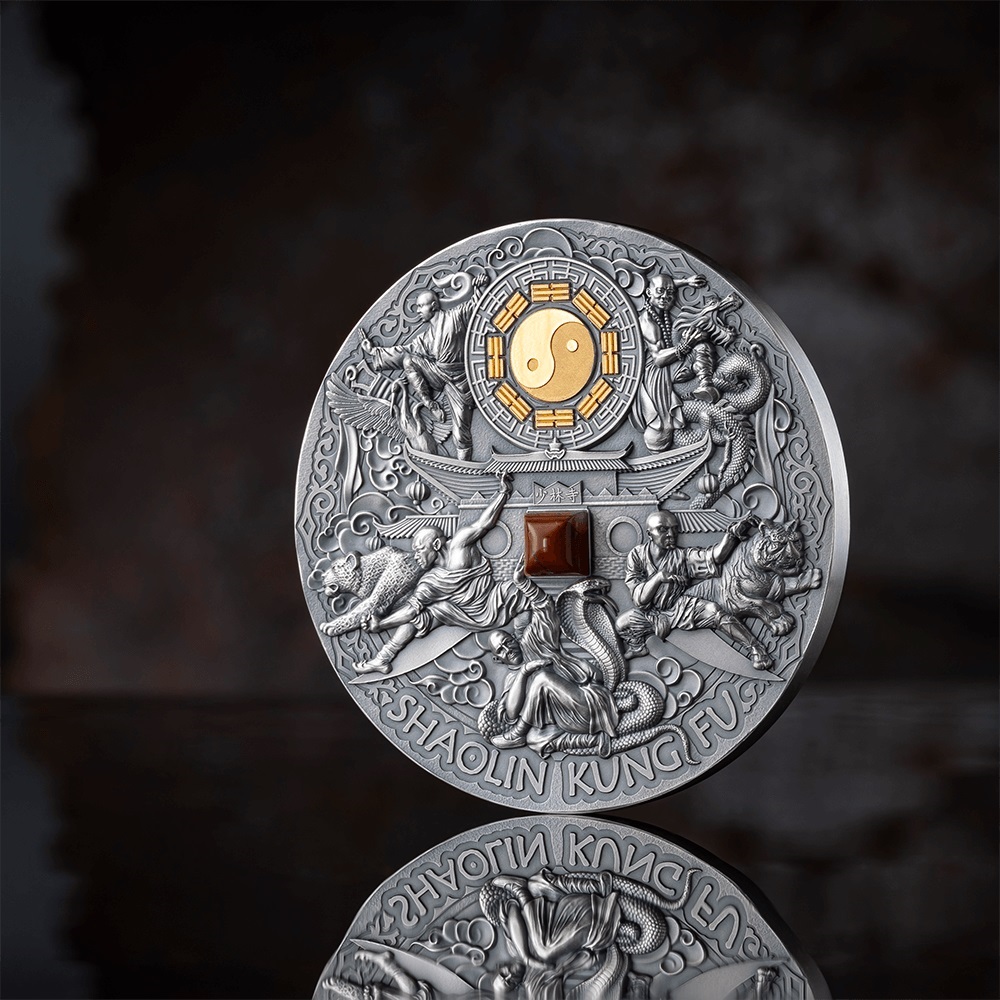 (W160.10.D.2024.5.oz.Ag.4) 10 Dollars Niue 2024 5 ounces Antique silver - Shaolin Kung Fu Reverse (zoom)