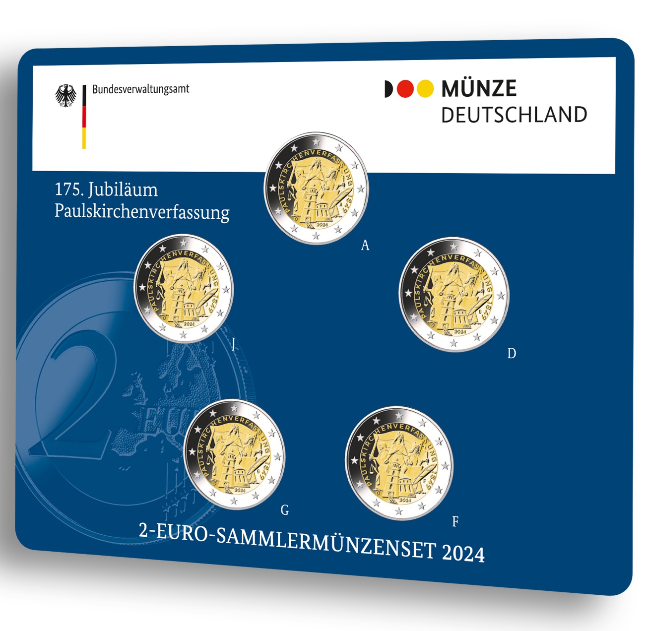 (EUR03.BU.set.2024.1.n) Coin set 2 € Germany 2024 BU - Frankfurt Constitution (Constitution of St. Paul s Church) (zoom)