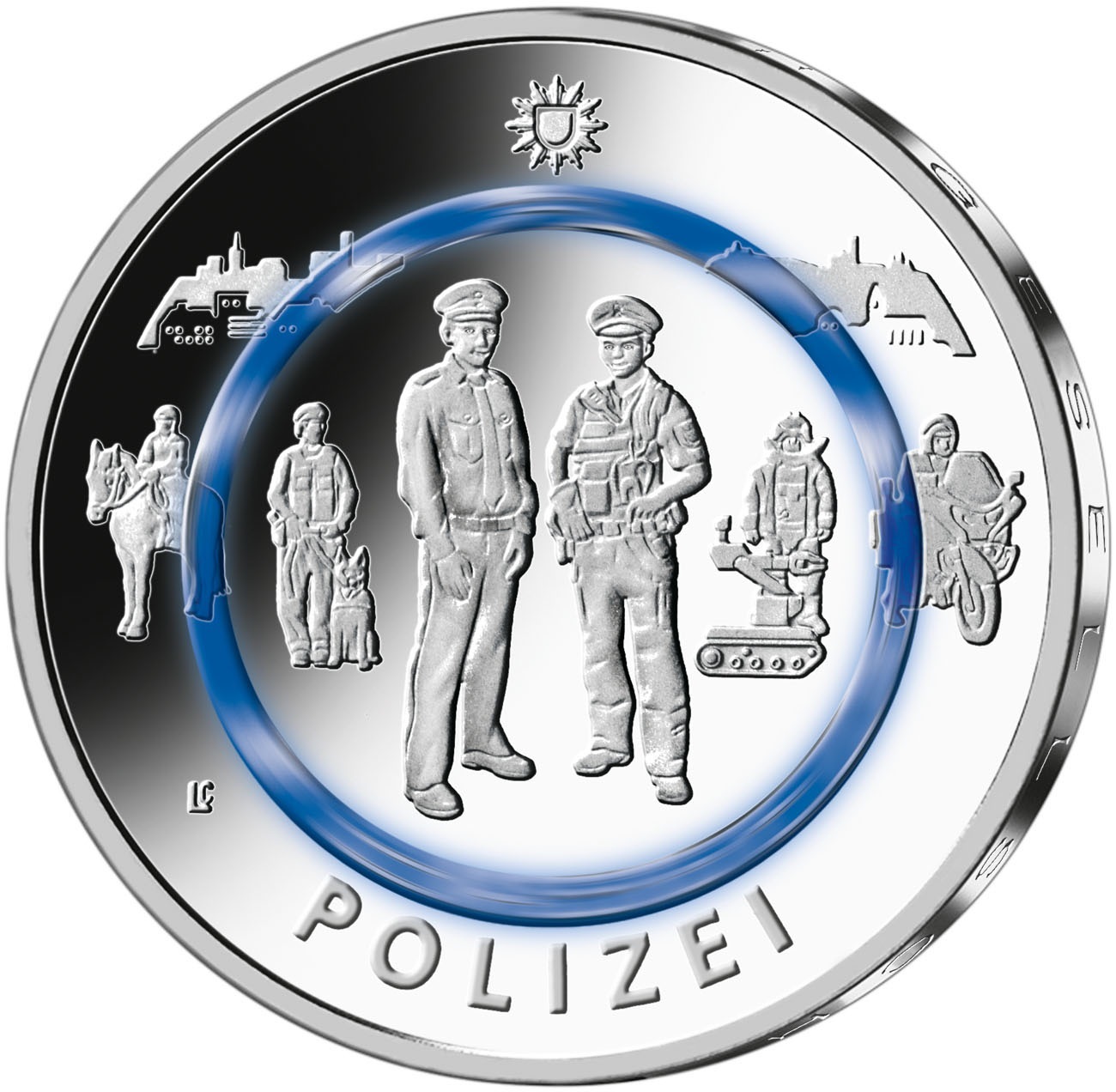(EUR03.Proof.2024.90N324S5) 10 euro Germany 2024 (random Mint) Proof - Police Reverse (zoom)