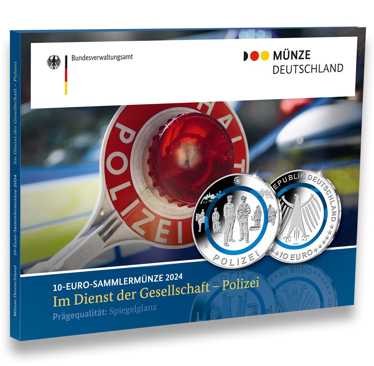 (EUR03.Proof.2024.90N324S5) 10 euro Germany 2024 (random Mint) Proof - Police (packaging) (zoom)