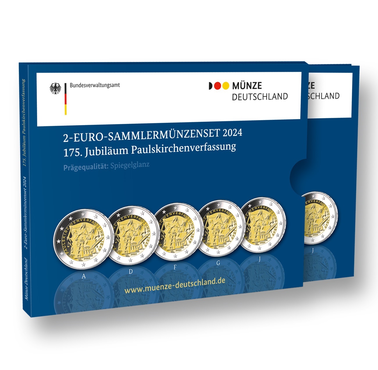 (EUR03.Proof.set.2024.1.s) Coin set 2 € Germany 2024 Proof - Frankfurt Constitution (Constitution of St. Paul s Church) (zoom)