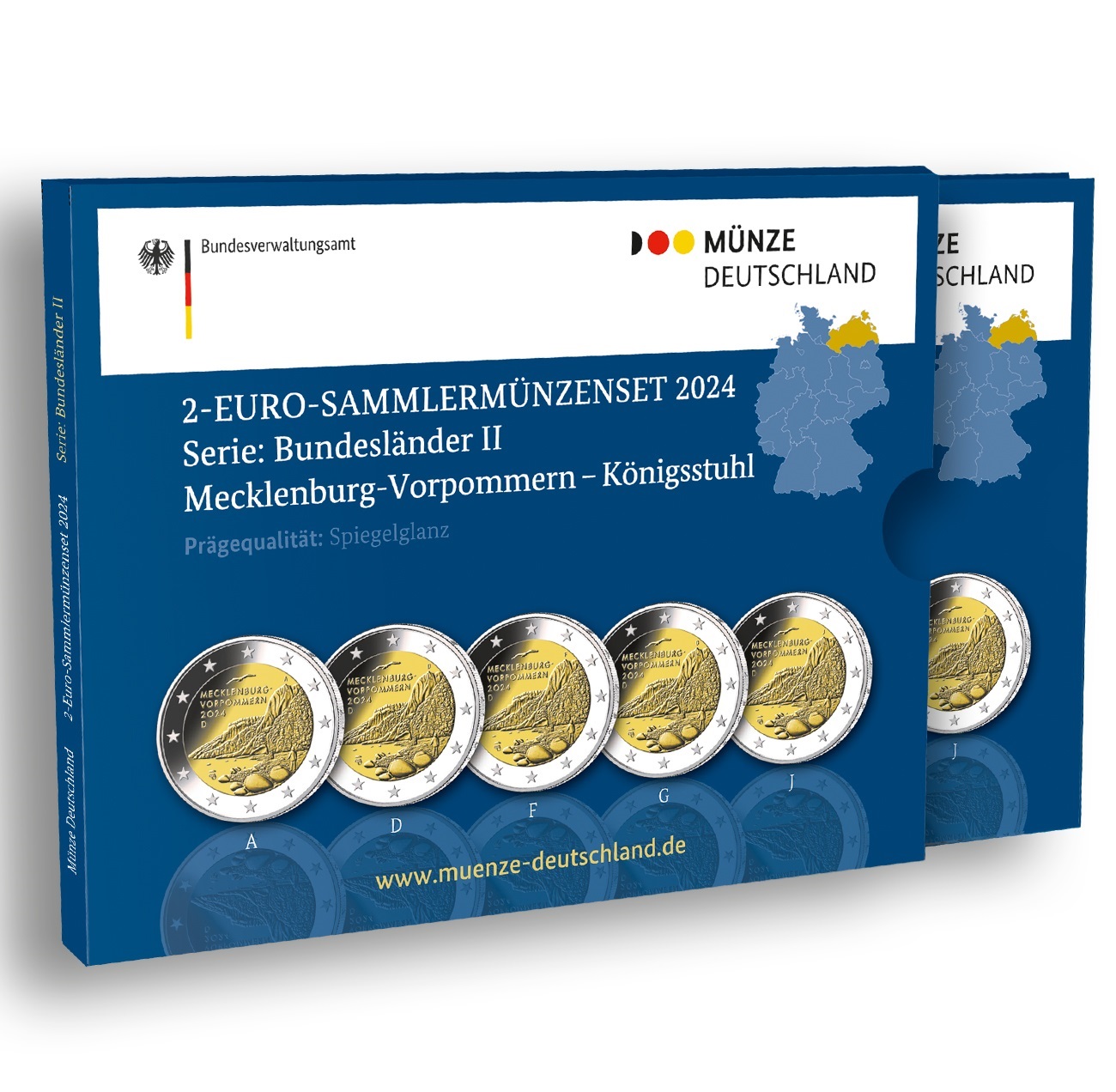 (EUR03.Proof.set.2024.2.s) Coin set 2 € Germany 2024 Proof - Mecklenburg-Vorpommern (zoom)
