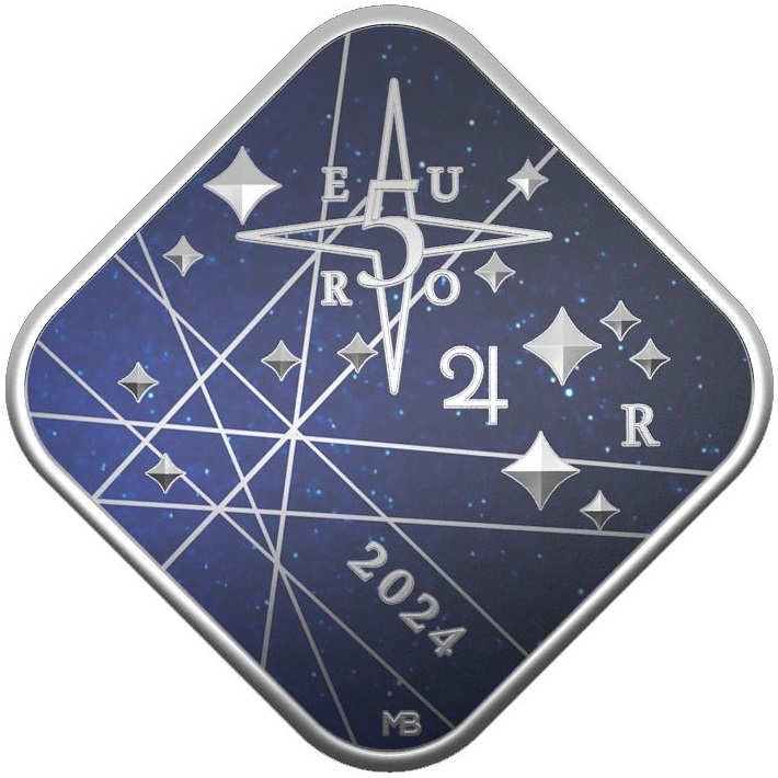 (EUR10.BU.2024.48-2ms10-24f009) 5 euro Italy 2024 BU silver - Sagittarius Reverse (zoom)