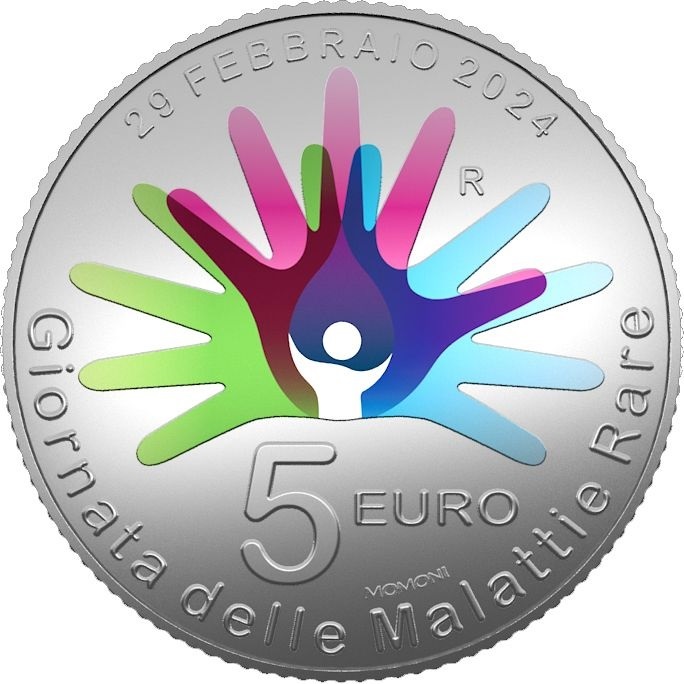 (EUR10.BU.set.2024.48-2ms10-24f026) BU coin set Italy 2024 (Italian Federation for Rare Diseases) (5 euro coin reverse) (zoom)