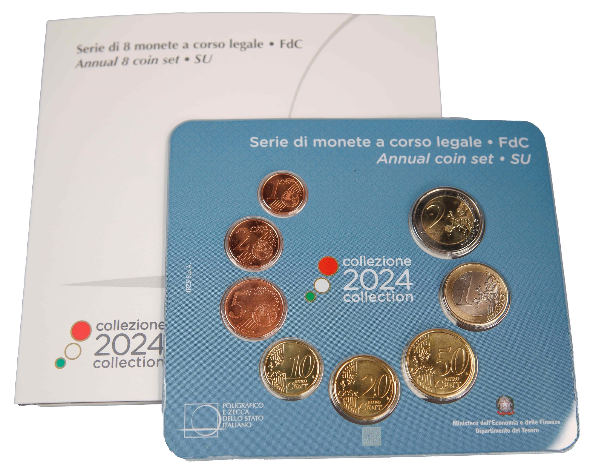 (EUR10.BU.set.2024.48-2ms10-24f028) BU euro coin set Italy 2024 (reverses) (zoom)