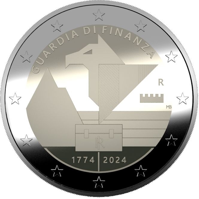 (EUR10.Proof.2024.48-2ms10-24p001) 2 euro coin Italy 2024 Proof - Guardia di Finanza (Guard of Finance) (zoom)