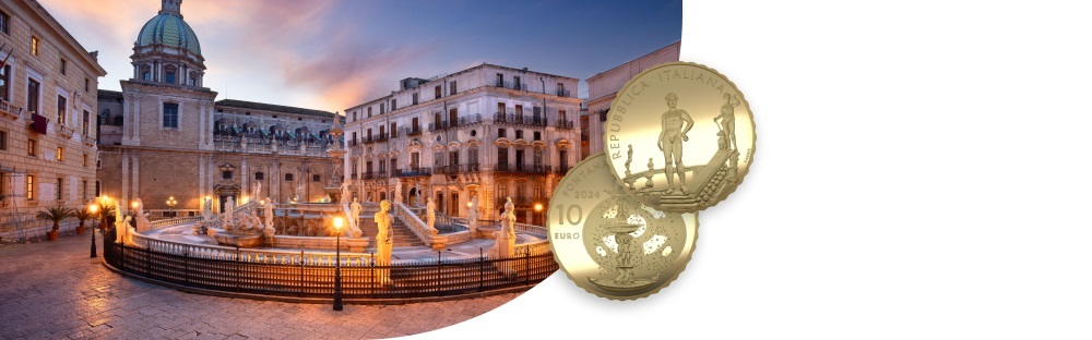 (EUR10.Proof.2024.48-2ms10-24p006) 10 € Italy 2024 Proof Au - Palermo Praetorian Fountain (blog) (zoom)