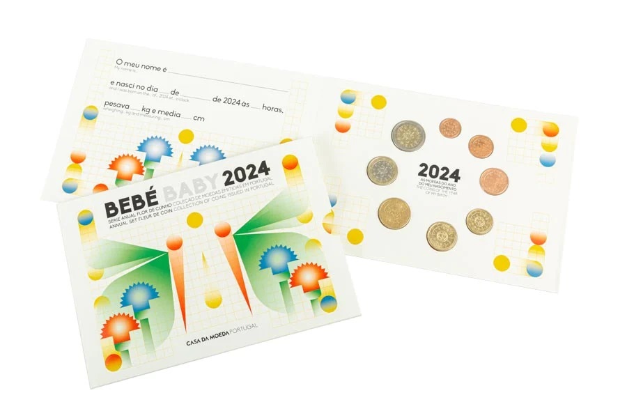 (EUR15.FDC.set.2024.1026327) Uncirculated coin set Portugal 2024 - Baby birth (open) (zoom)