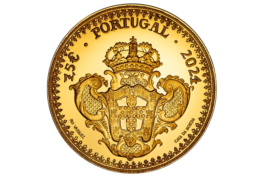 (EUR15.Proof.2024.1026450) 7 euro and a half Portugal 2024 Proof gold - 24 Escudos of King John V (Dom João V) O (zoom)
