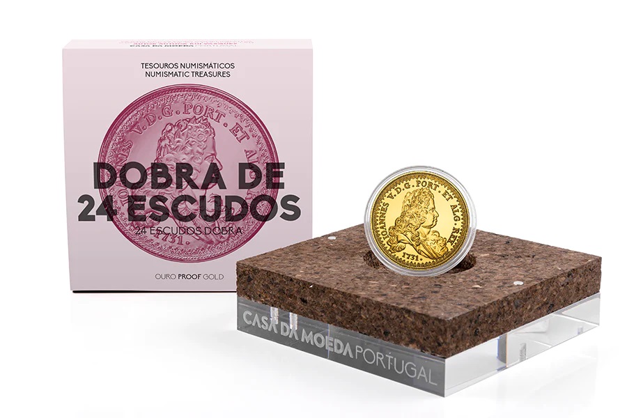 (EUR15.Proof.2024.1026450) 7 euro and a half Portugal 2024 Proof gold - 24 Escudos of King John V (Dom João V) (zoom)