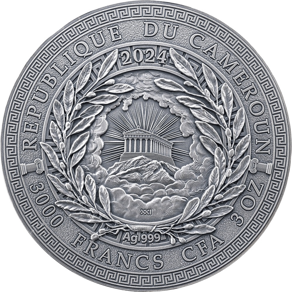 (W036.3000.CFA.2024.3.oz.Ag.1) 3000 Francs CFA Cameroon 2024 3 oz Antique silver - Hermes Obverse (zoom)