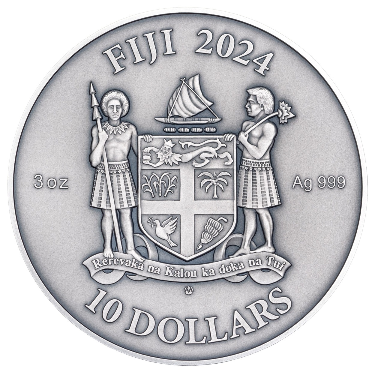 (W073.10.D.2024.3.oz.Ag.AM0063) 10 Dollars Fiji 2024 3 oz Antique silver - Jewish art Obverse (zoom)