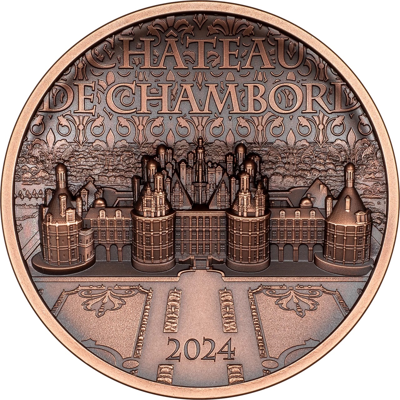 (W099.1.D.2024.30593) Cook Islands 1 Dollar Chambord castle 2024 - Antique copper Reverse (zoom)