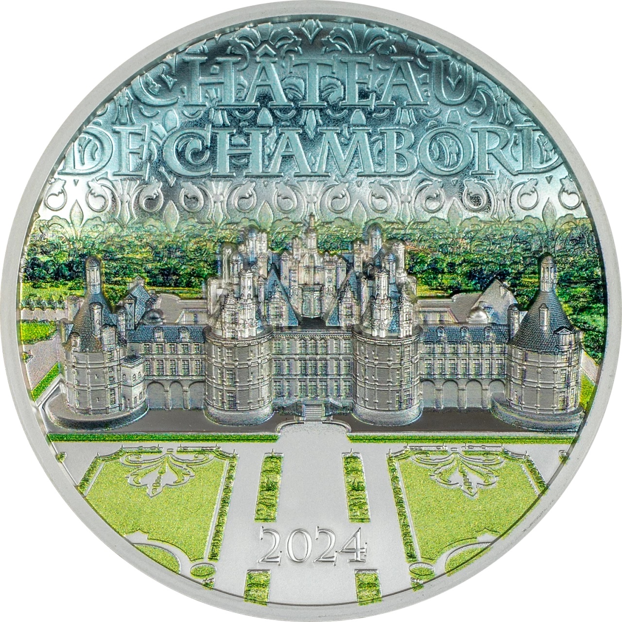 (W099.10.D.2024.30592) Cook Islands 10 Dollars Chambord castle 2024 - Proof silver Reverse (zoom)
