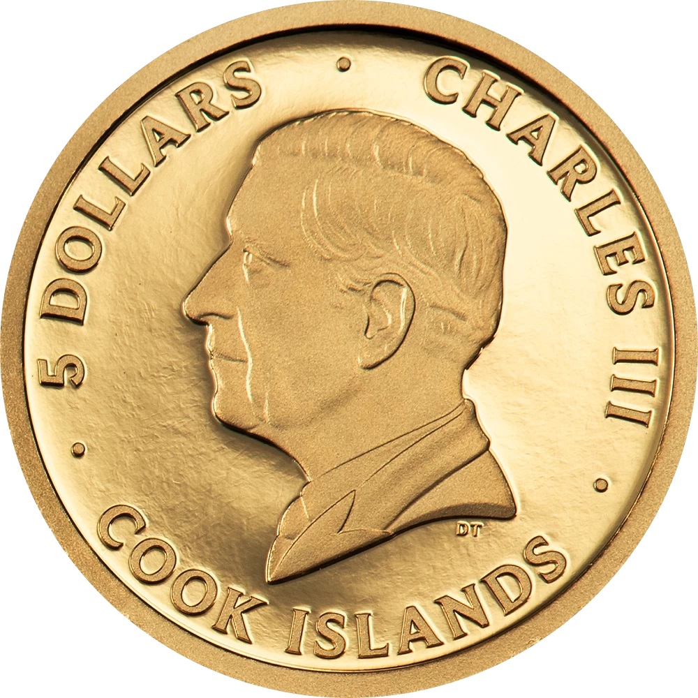 (W099.5.D.2024.30594) Cook Islands 5 Dollars Chambord castle 2024 - Proof gold Obverse (zoom)