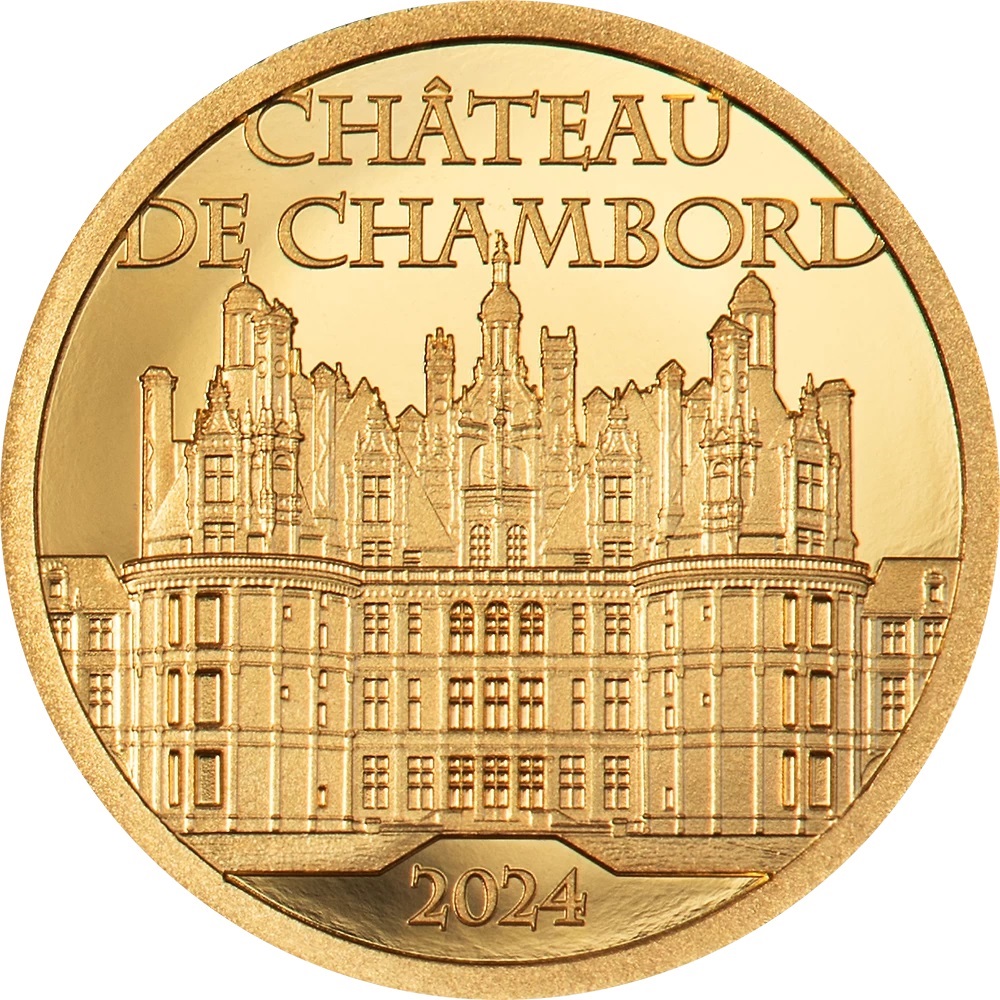 (W099.5.D.2024.30594) Cook Islands 5 Dollars Chambord castle 2024 - Proof gold Reverse (zoom)