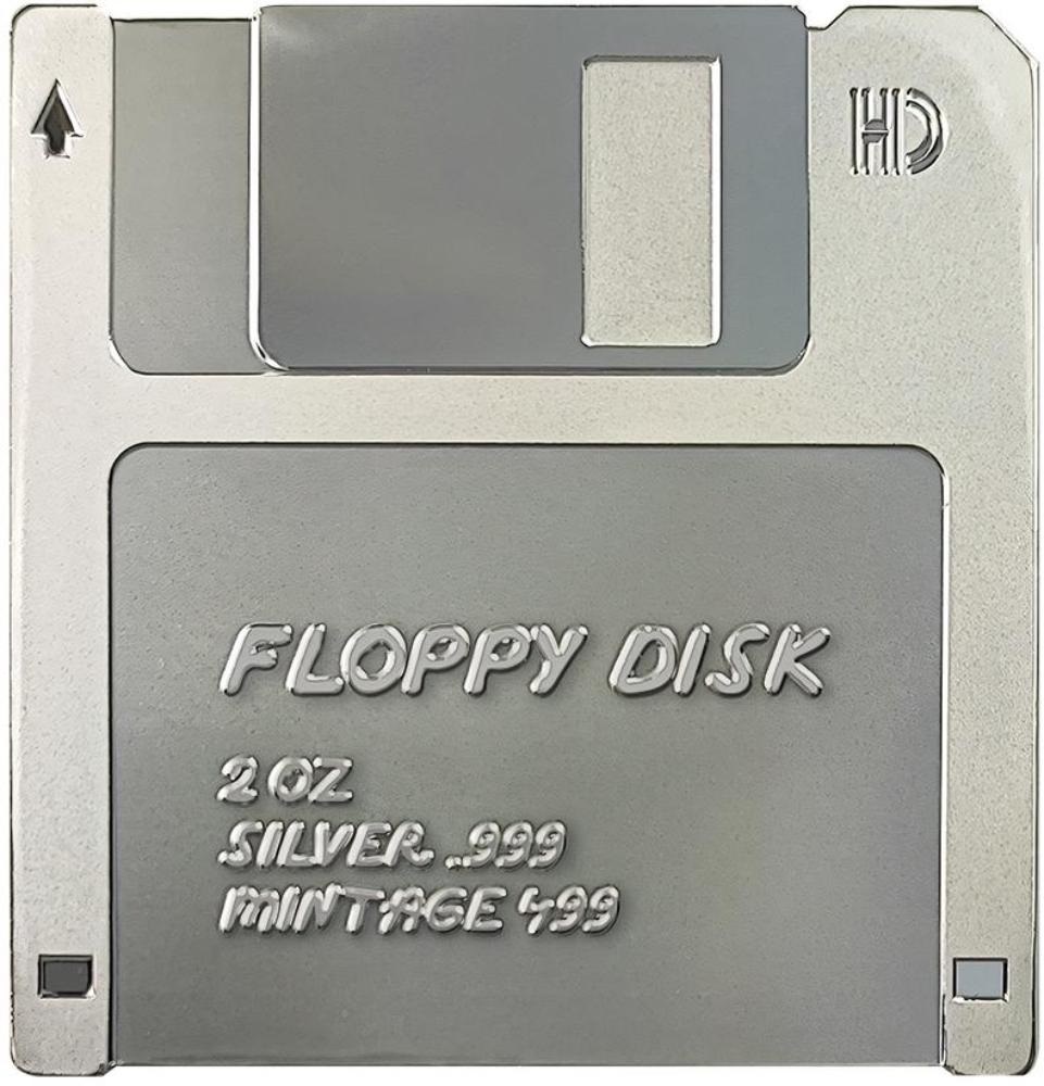 (W160.2.D.2024.2.oz.Ag.1) 2 Dollars Niue 2024 2 oz Silk finish silver - Floppy disk Reverse (zoom)
