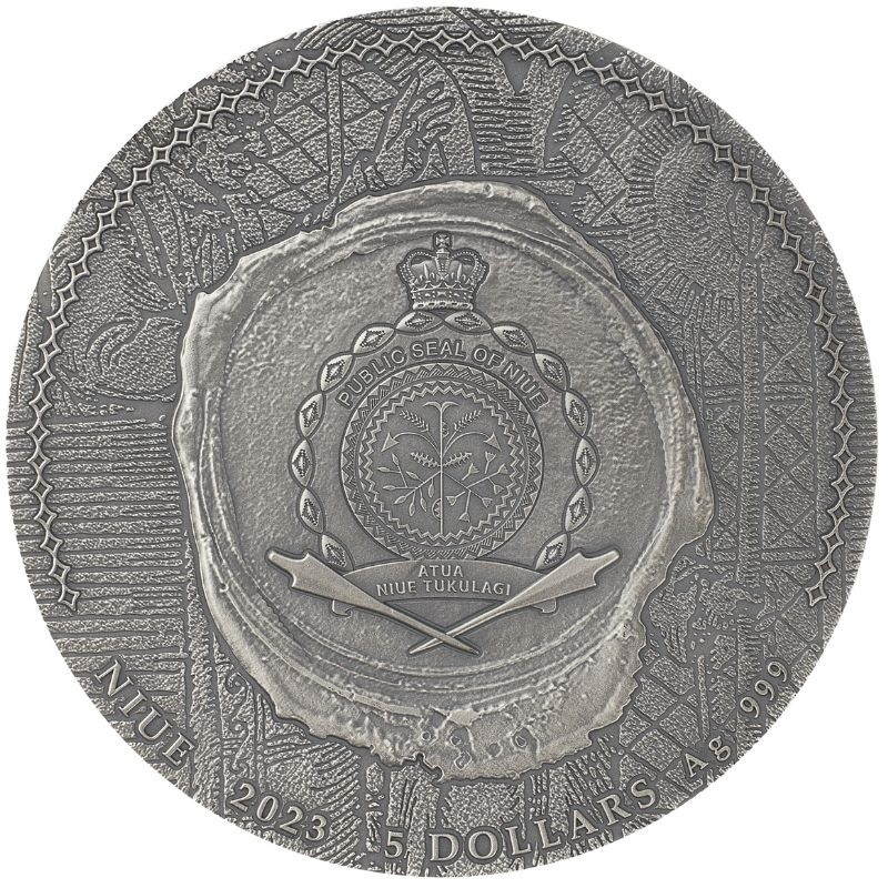 (W160.5.D.2023.4) Niue 5 Dollars Inquisition 2023 - Antique silver Obverse (zoom)