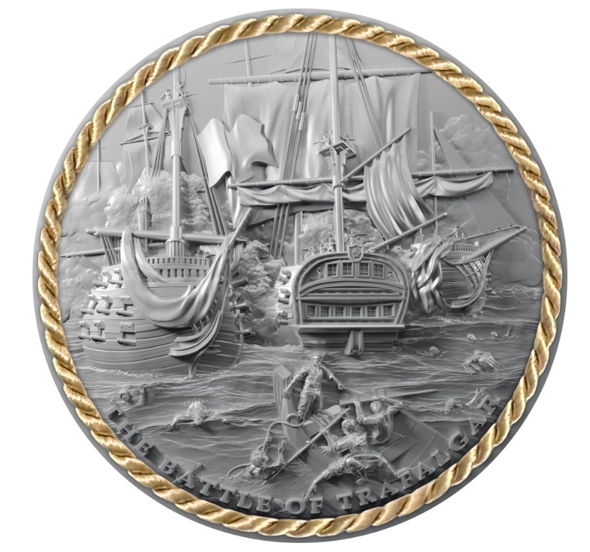 (W160.5.D.2023.5) Niue 5 Dollars Battle of Trafalgar 2023 - Antique silver Reverse (zoom)