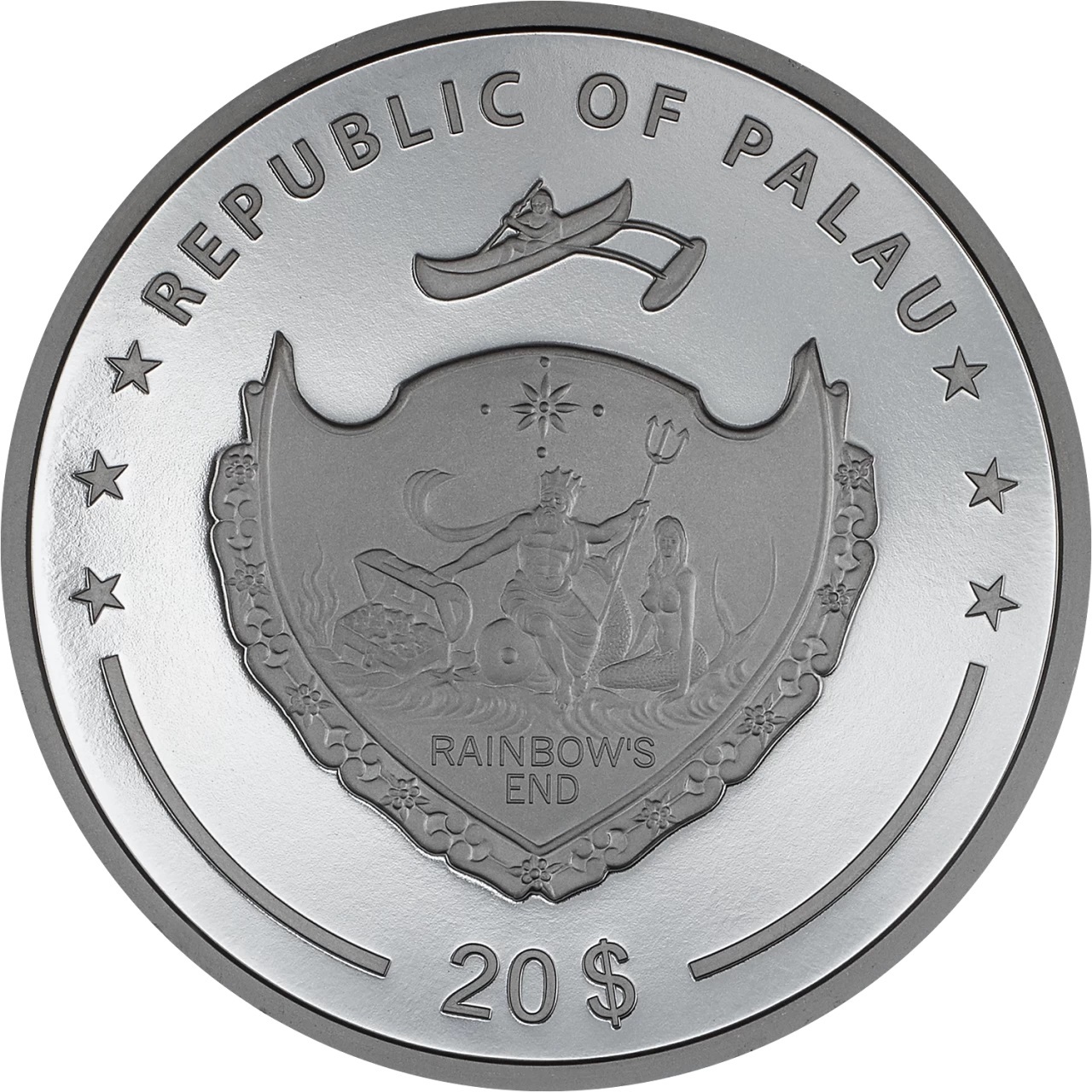 (W168.1.20.D..2024.30582) Palau 20 Dollars Out of the dark 2024 - Black Proof silver Obverse (zoom)