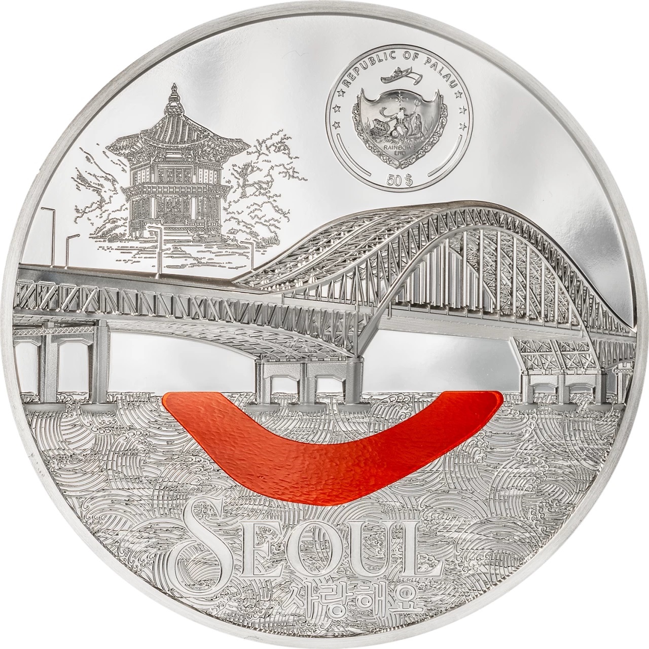 (W168.1.50.D.2024.30512) Palau 50 Dollars Seoul 2024 - Proof silver Obverse (zoom)