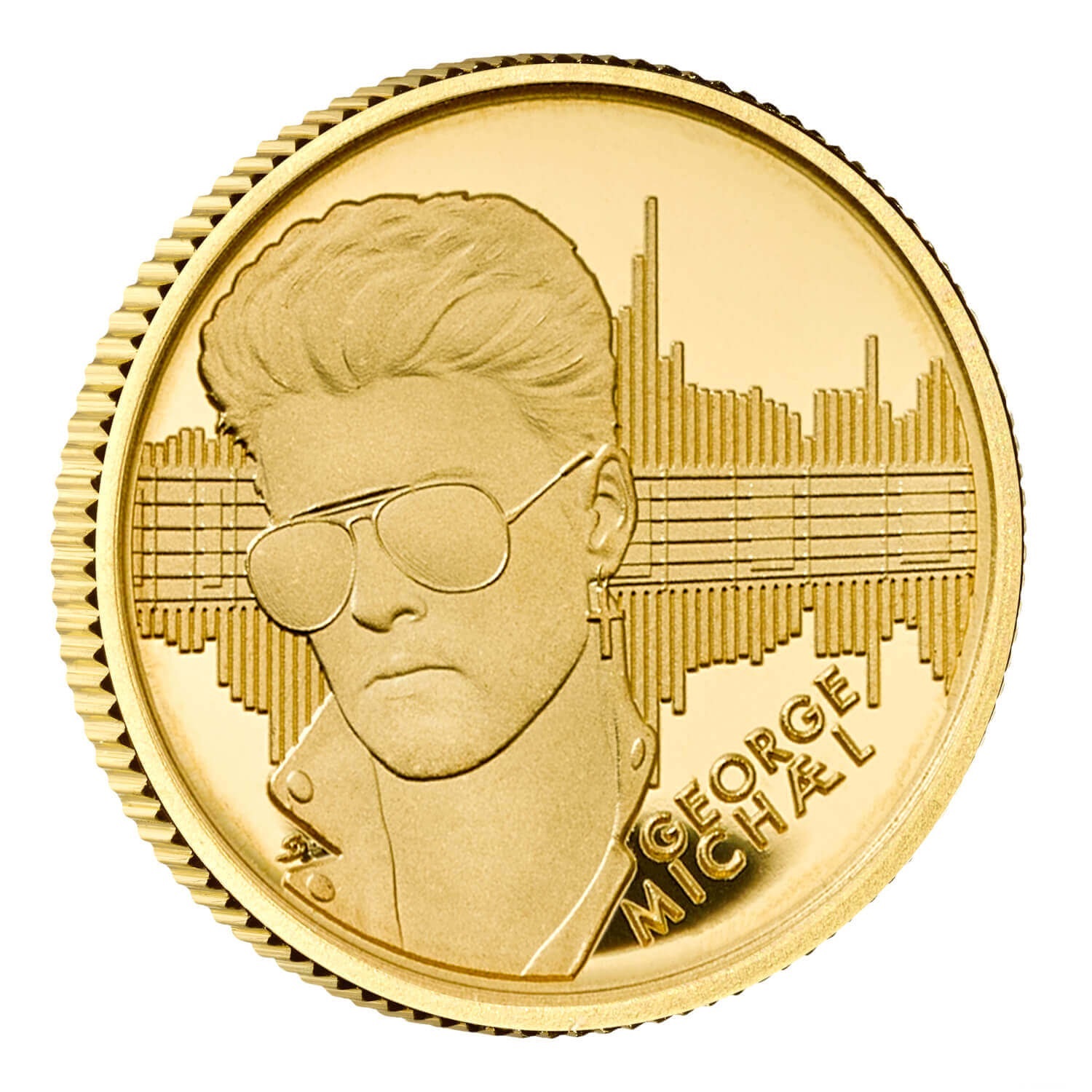 (W185.25.P.2024.UK24GMQG) 25 Pounds United Kingdom 2024 quarter oz Proof gold - George Michael Reverse (zoom)