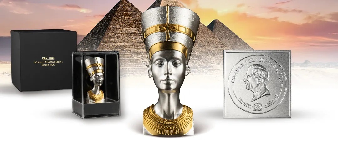 (W193.1.10.D.2024.5.oz.Ag.1561430166) 10 Dollars Samoa 2024 5 oz Proof silver - Nefertiti (blog illustration) (zoom)