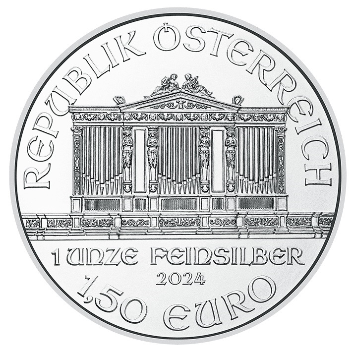 (EUR01.Unc.2024.26897) 1 euro and a half Austria 2024 1 oz silver - Philharmonic (Easter edition) Obverse (zoom)