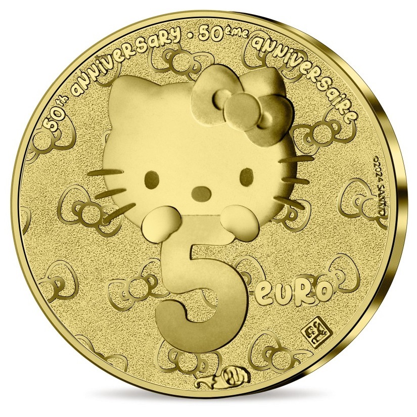 (EUR07.Proof.2024.10041376590000) 5 euro France 2024 Proof gold - Hello Kitty Reverse (zoom)