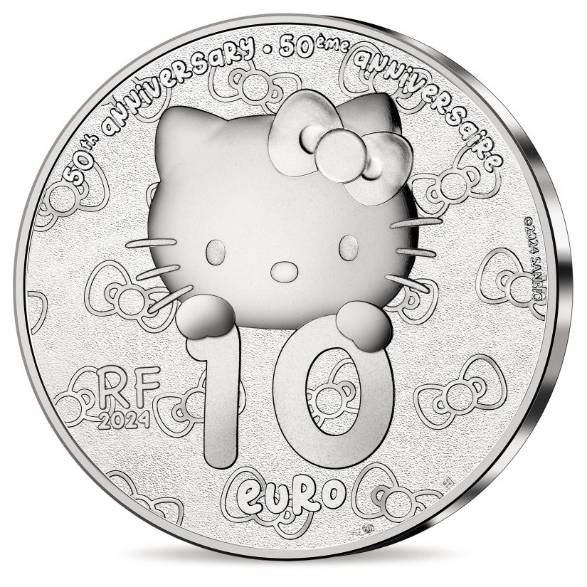 (EUR07.Proof.2024.10041376610000) 10 euro France 2024 Proof silver - Hello Kitty (in France) Reverse (zoom)