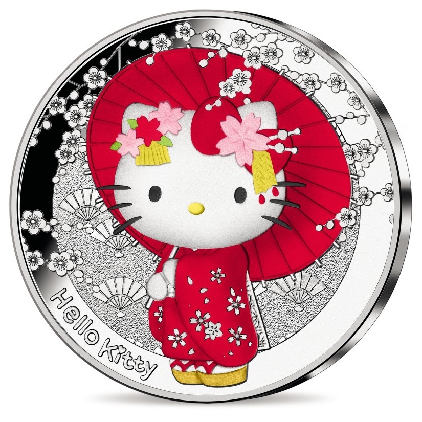 (EUR07.Proof.2024.10041376620000) 10 euro France 2024 Proof silver - Hello Kitty (in Japan) Obverse (zoom)