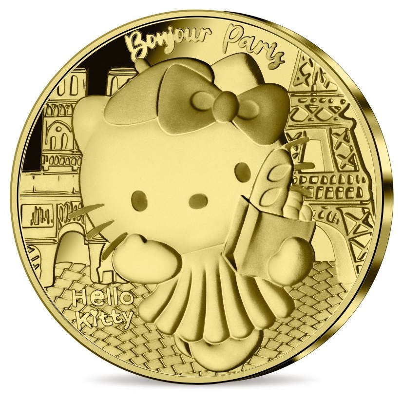 (EUR07.Proof.2024.10041381500000) 50 euro France 2024 Proof gold - Hello Kitty (in France) Obverse (zoom)
