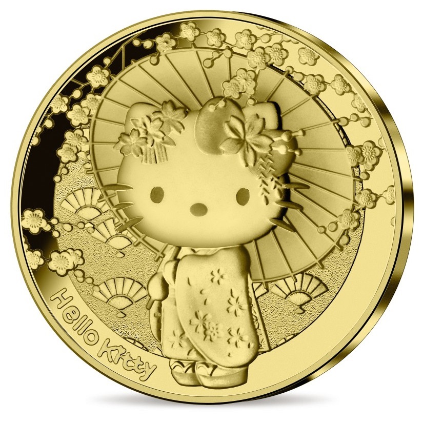 (EUR07.Proof.2024.10041381510000) 50 euro France 2024 Proof gold - Hello Kitty (in Japan) Obverse (zoom)