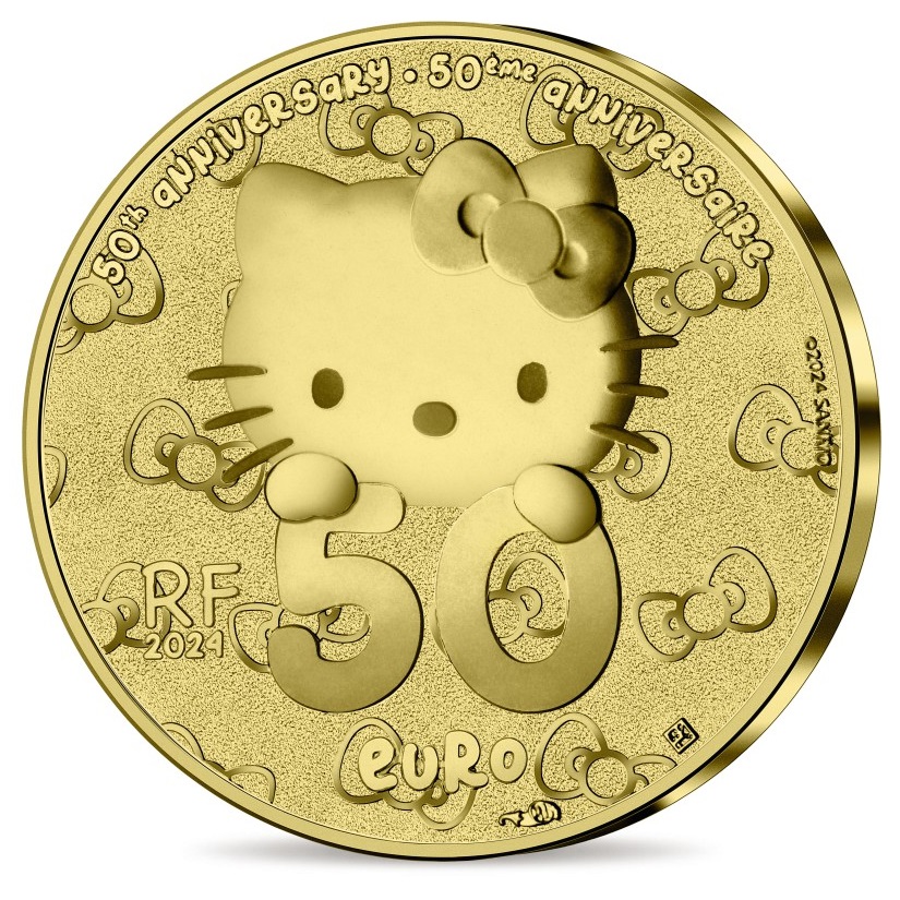 (EUR07.Proof.2024.10041381510000) 50 euro France 2024 Proof gold - Hello Kitty (in Japan) Reverse (zoom)