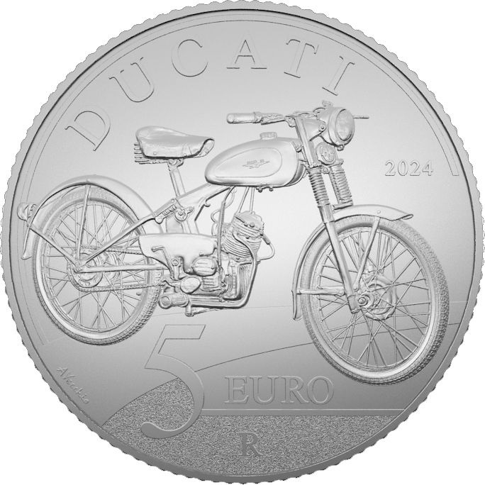 (EUR10.BU.2024.48-2ms10-24f018) 5 euro Italy 2024 BU silver - Ducati (Cucciolo) Reverse (zoom)