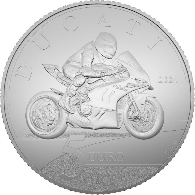 (EUR10.BU.2024.48-2ms10-24f019) 5 euro Italy 2024 BU silver - Ducati (Panigale) Reverse (zoom)