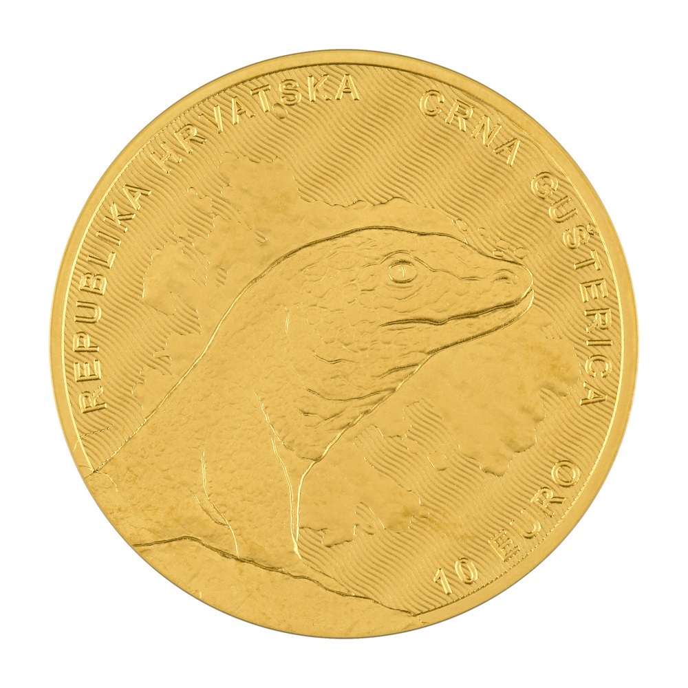 (EUR25.BU.2024.111026) 10 euro Croatia 2024 BU gold - Black Lizard Obverse (zoom)