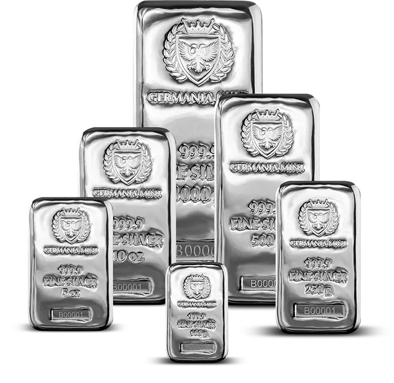 Germania Mint – Silver bars (shop illustration) (zoom)