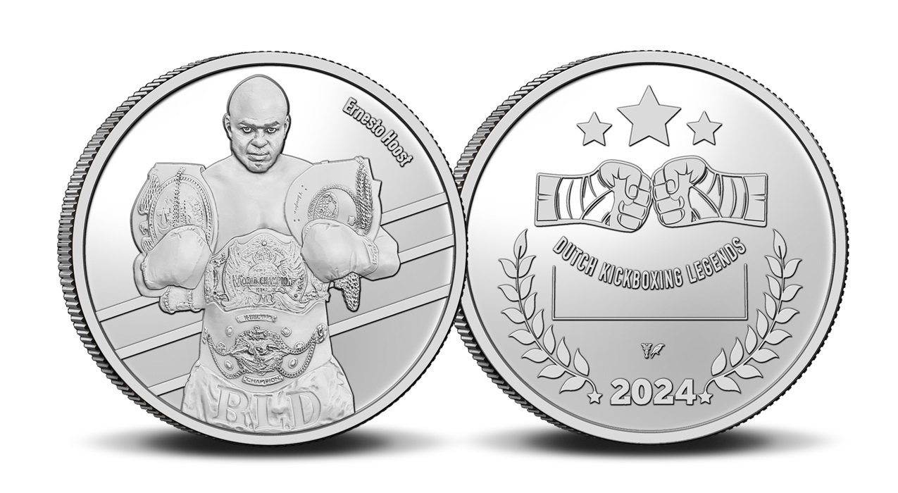 (KNM.2024.0118950) Silver plated copper-nickel medals - Dutch Kickboxing Legends (Ernesto Hoost) (zoom)