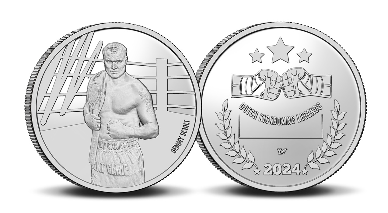 (KNM.2024.0118950) Silver plated copper-nickel medals - Dutch Kickboxing Legends (Semmy Schilt) (zoom)