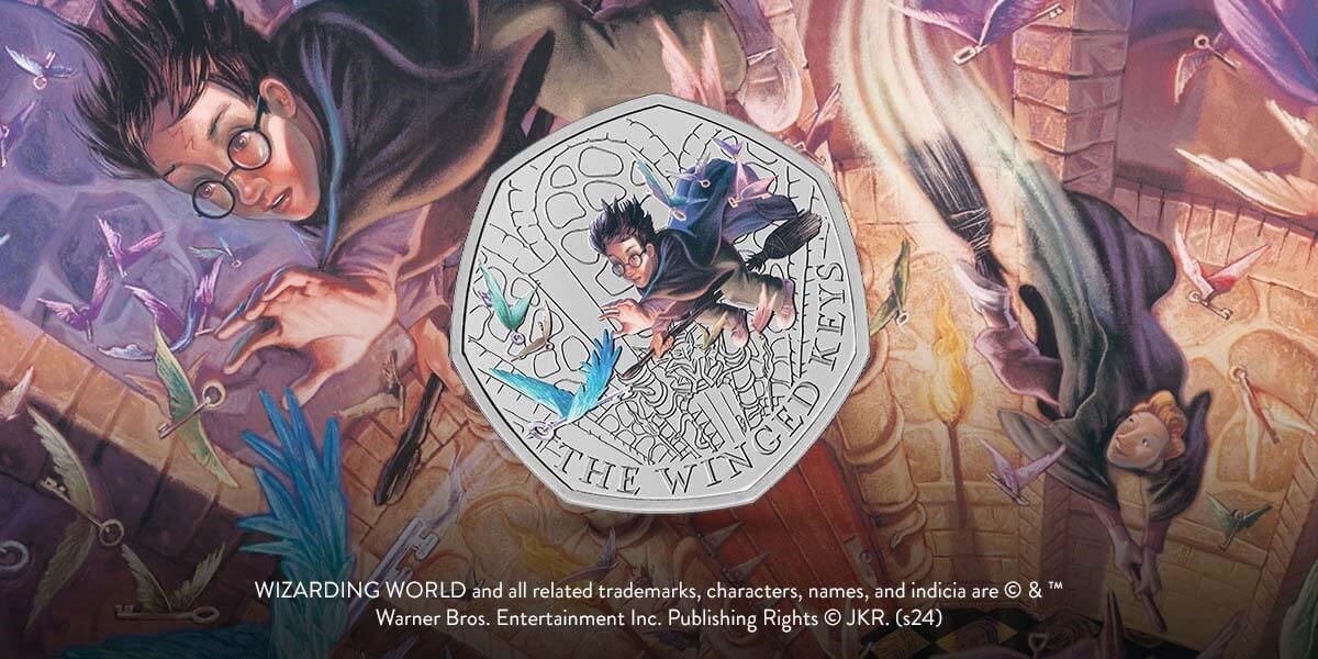 Royal Mint Harry Potter (The Winged Keys) 2024 (shop illustration) (zoom)