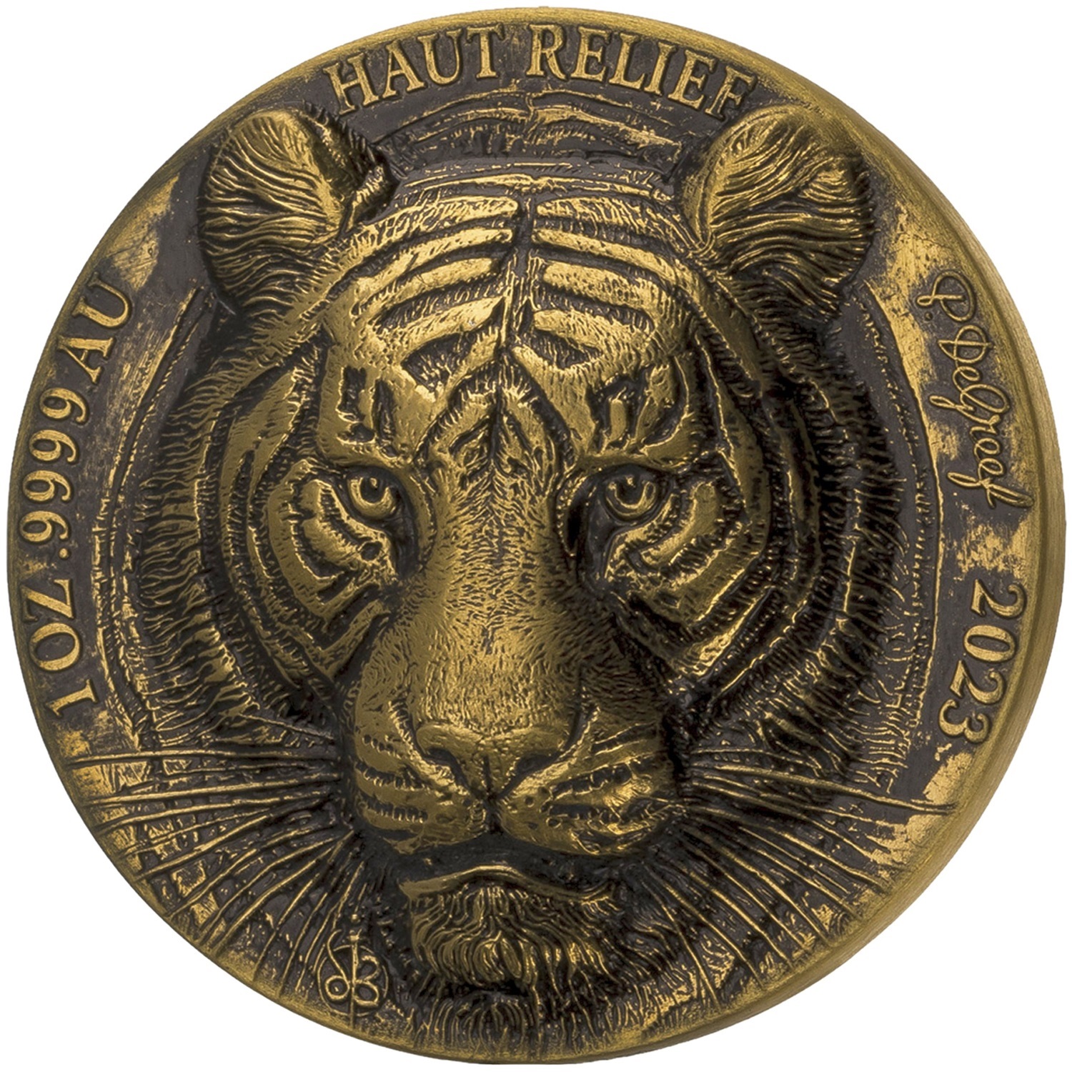 (W049.1.100.CFA.2023.1.oz.Au.1118982) 100 Francs CFA Ivory Coast 2023 1 oz Antique gold - Tiger Reverse (zoom)
