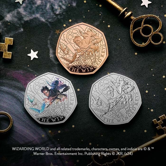 (W185.50.P.2024.UK24HPGP) United Kingdom 50 Pence Harry Potter (The Winged Keys) 2024 - Proof gold (blog) (zoom)