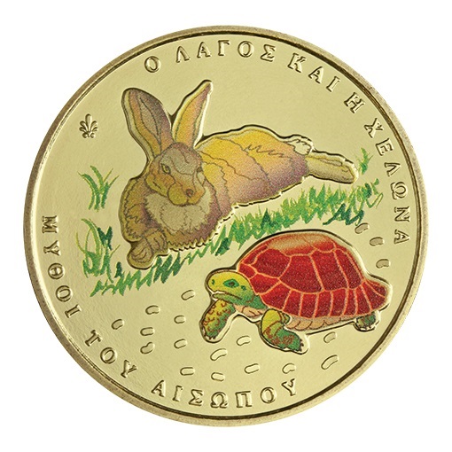 (EUR08.Proof.2024.1.5.E.1) 1 euro and a half Greece 2024 Proof - The Hare and the Tortoise Reverse (zoom)