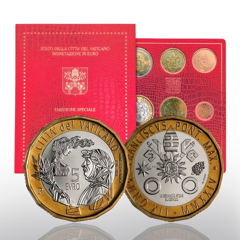 (EUR19.BU.set.2024.CN1710) BU coin set Vatican 2024 - Francesco Petrarca (zoom)